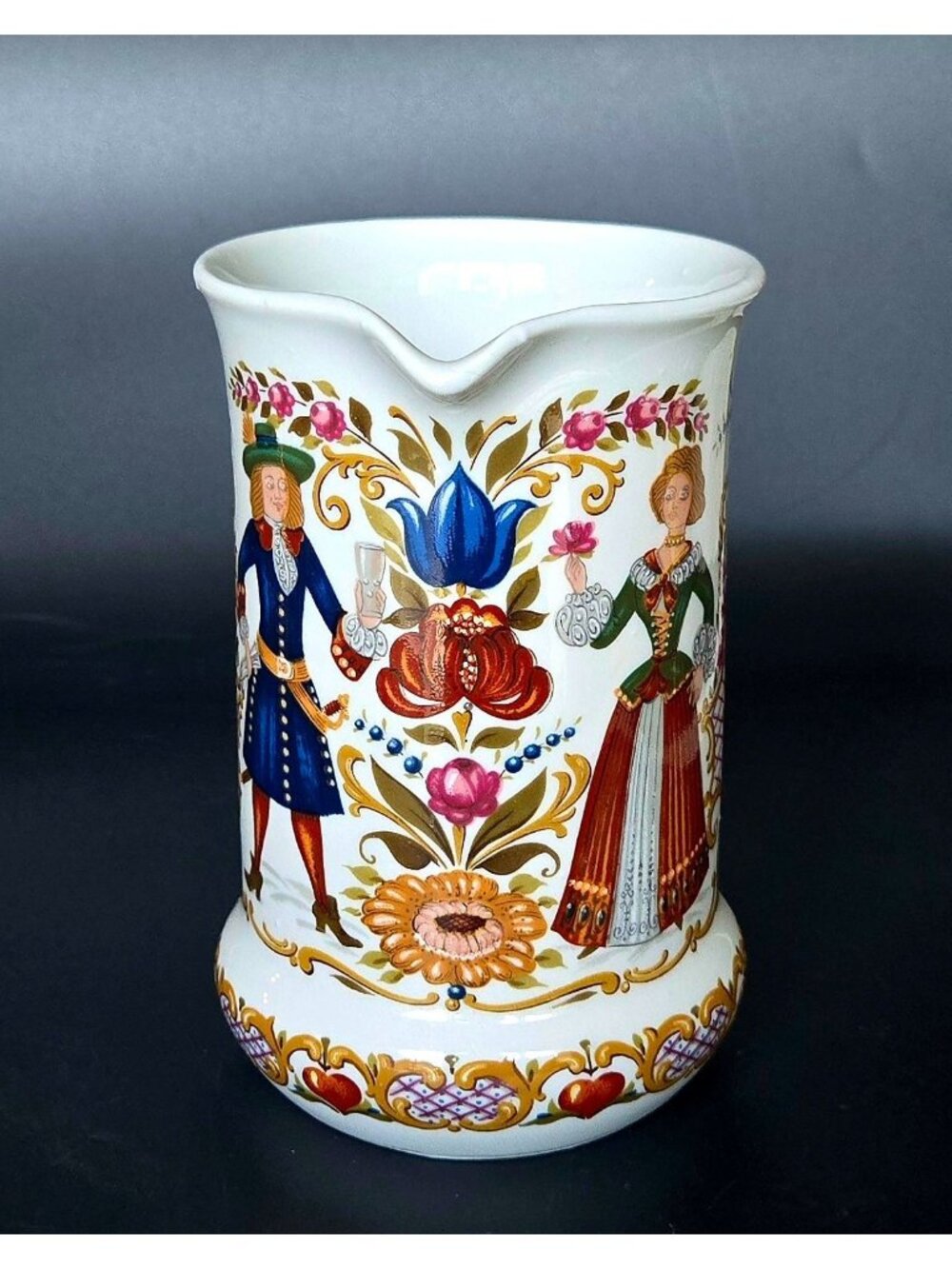 Vintage Colorful Ceramic Milk Pitcher Folk Art 6" decor